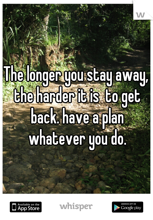 The longer you stay away, the harder it is  to get back. have a plan whatever you do.