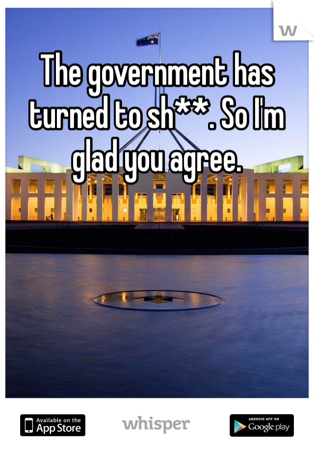 The government has turned to sh**. So I'm glad you agree. 