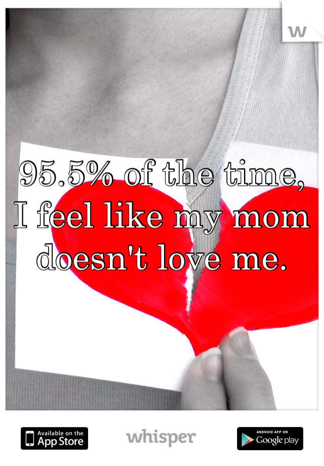 95.5% of the time, 
I feel like my mom doesn't love me.