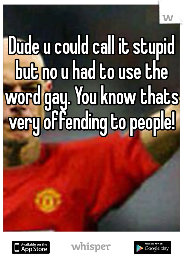 Dude u could call it stupid but no u had to use the word gay. You know thats very offending to people! 