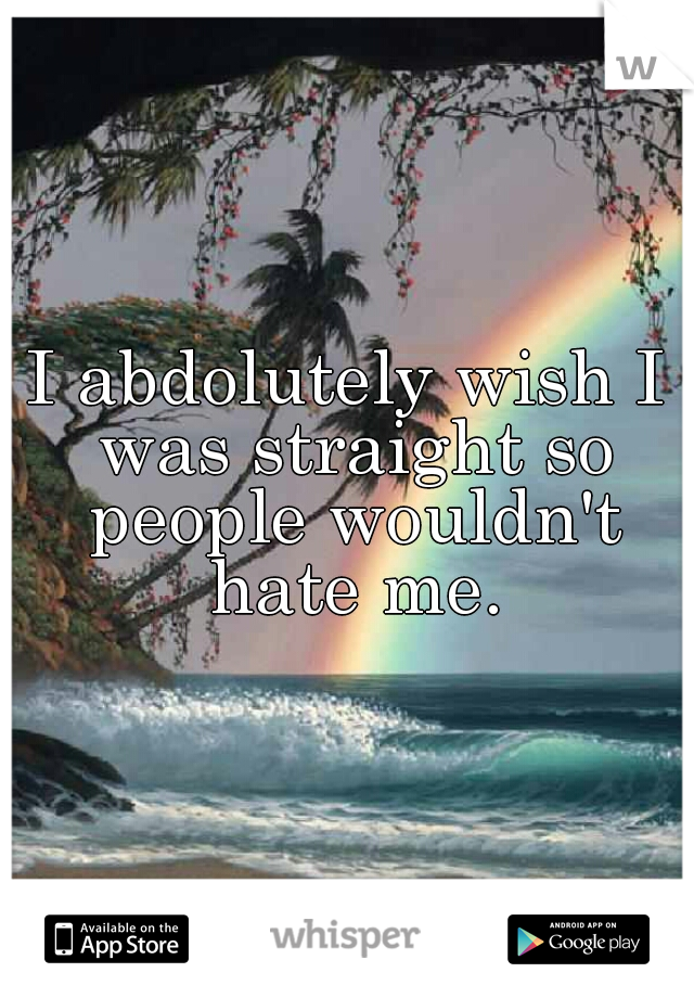 I abdolutely wish I was straight so people wouldn't hate me.