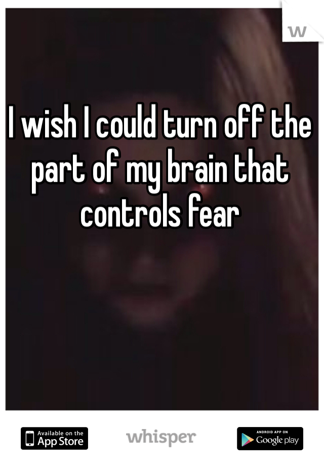 I wish I could turn off the part of my brain that controls fear