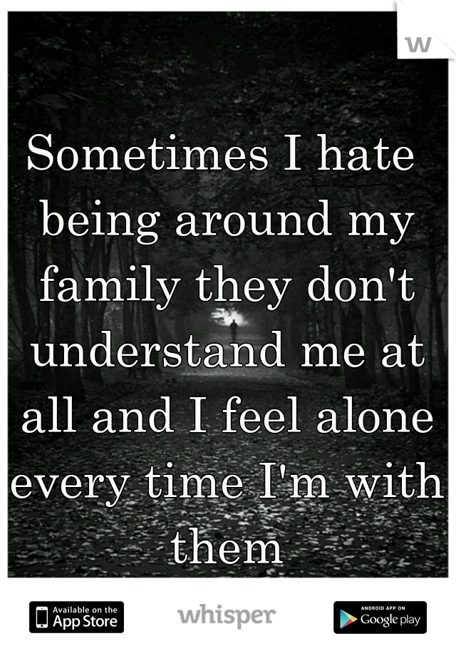 Sometimes I hate being around my family they don't understand me at all and I feel alone every time I'm with them