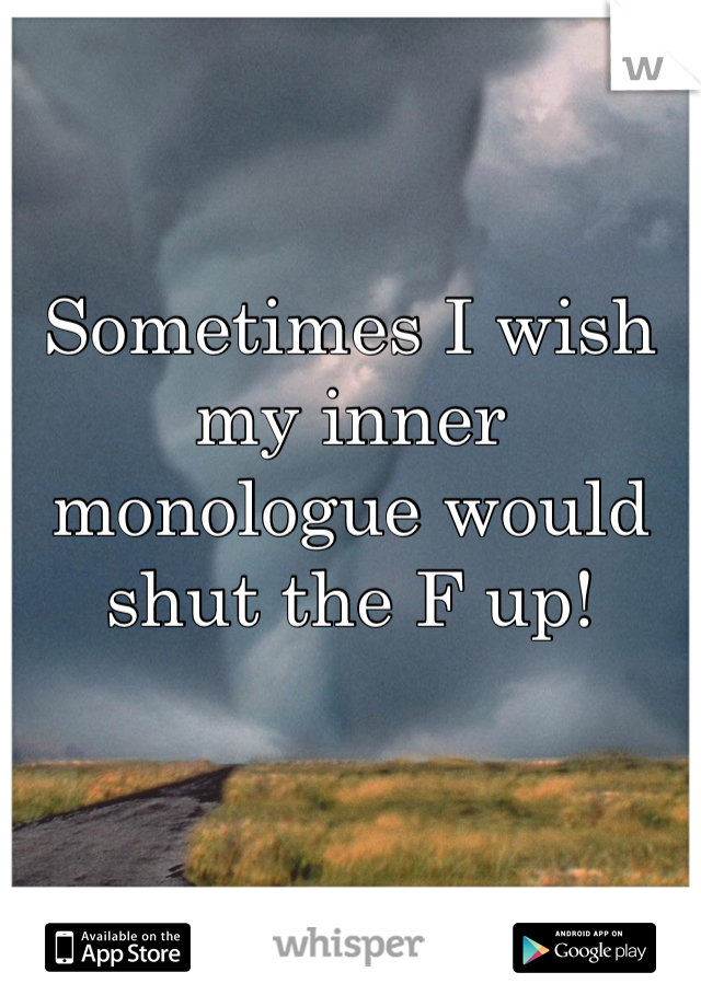 Sometimes I wish my inner monologue would shut the F up!