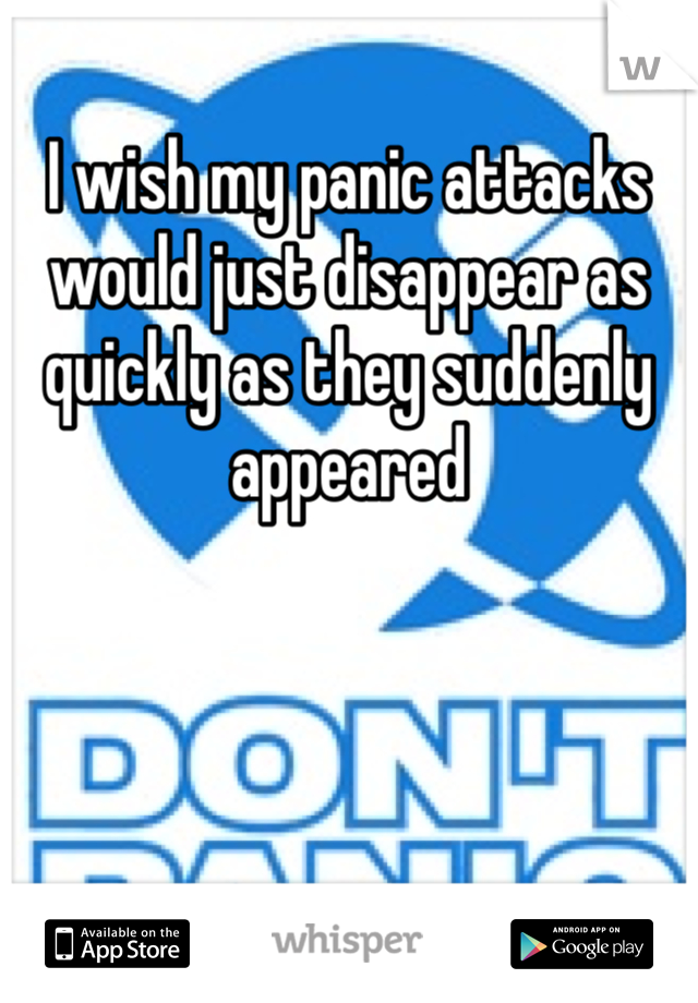 I wish my panic attacks would just disappear as quickly as they suddenly appeared