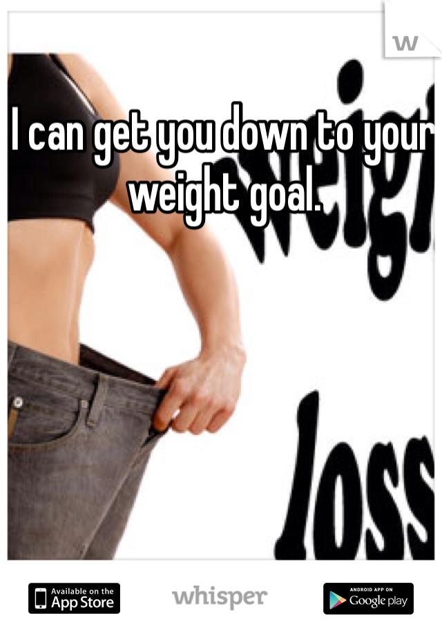 I can get you down to your weight goal. 
