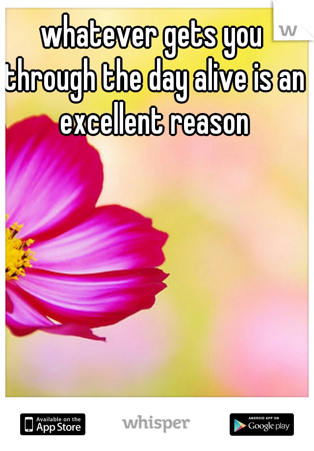 whatever gets you through the day alive is an excellent reason