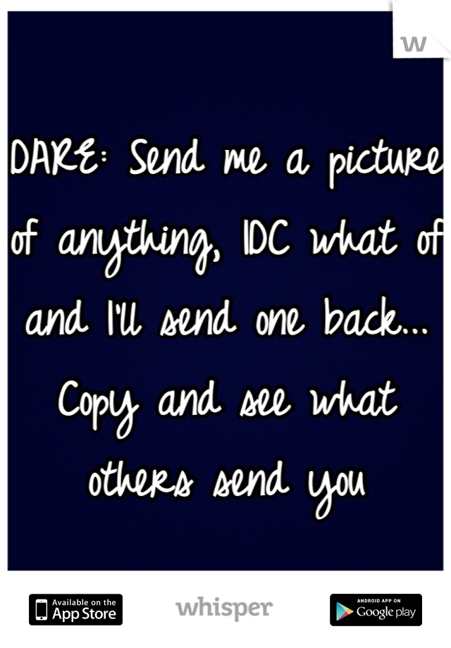 DARE: Send me a picture of anything, IDC what of and I'll send one back... Copy and see what others send you