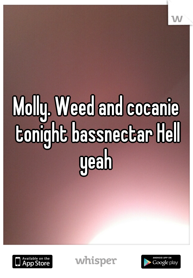 Molly. Weed and cocanie tonight bassnectar Hell yeah 