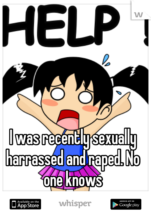 I was recently sexually harrassed and raped. No one knows