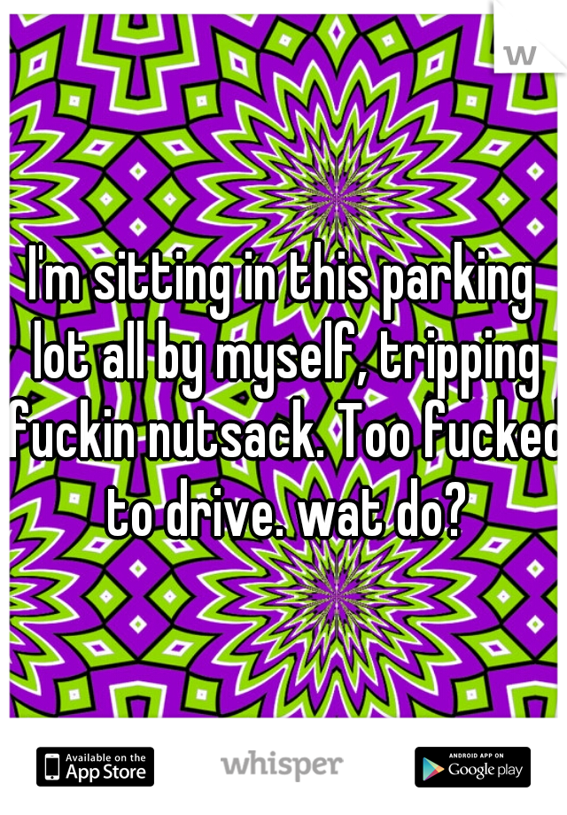 I'm sitting in this parking lot all by myself, tripping fuckin nutsack. Too fucked to drive. wat do?
