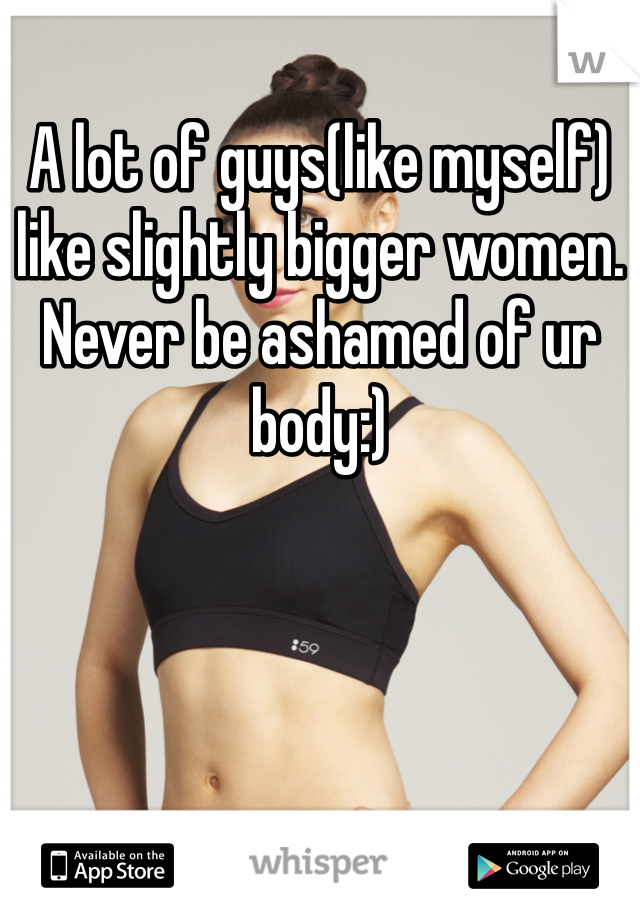 A lot of guys(like myself) like slightly bigger women. Never be ashamed of ur body:)