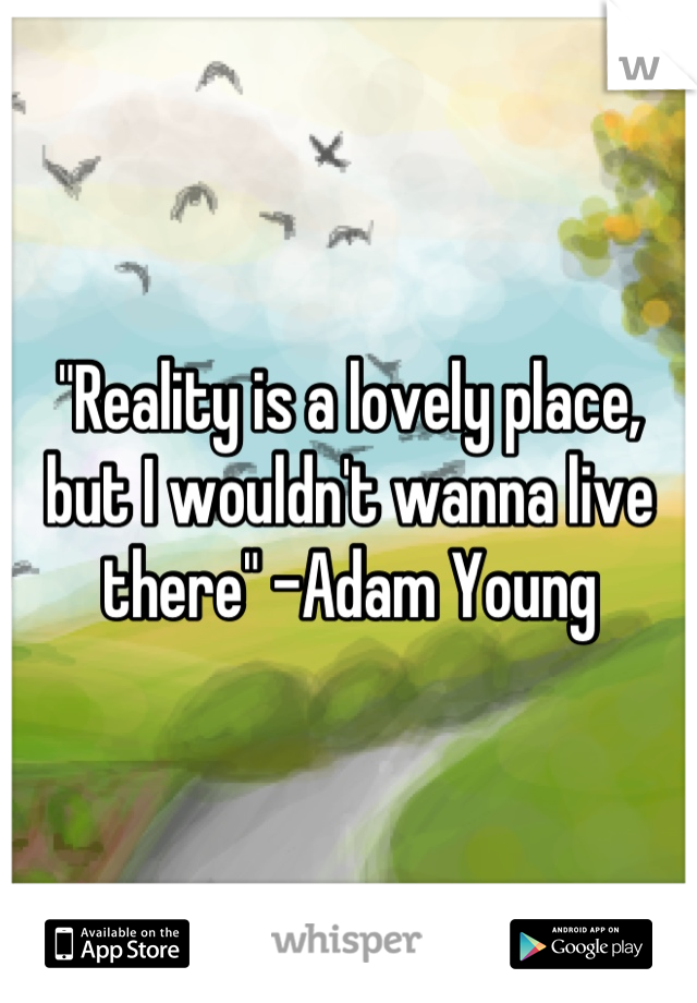 "Reality is a lovely place, but I wouldn't wanna live there" -Adam Young