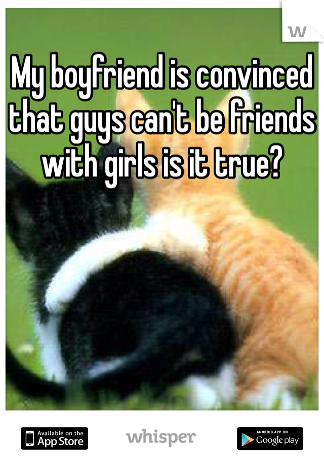 My boyfriend is convinced that guys can't be friends with girls is it true?