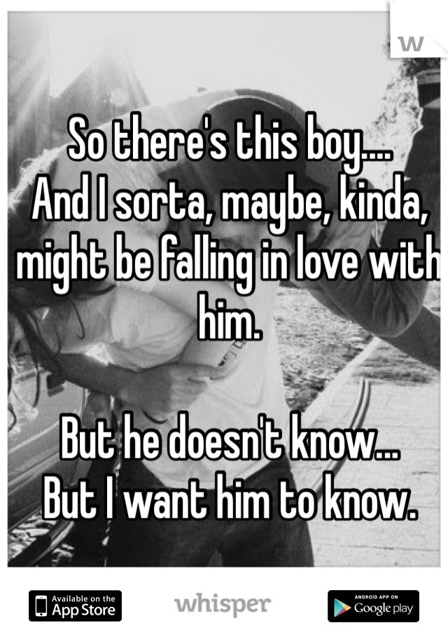 So there's this boy....
And I sorta, maybe, kinda, might be falling in love with him. 

But he doesn't know...
But I want him to know.