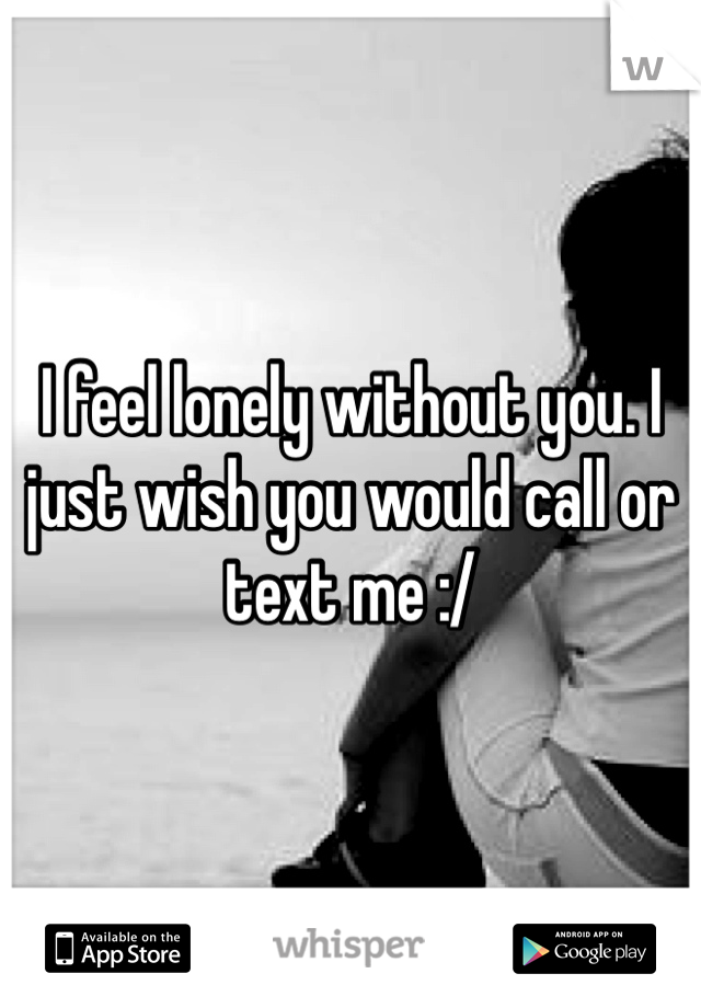 I feel lonely without you. I just wish you would call or text me :/