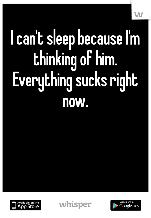 I can't sleep because I'm thinking of him. Everything sucks right now.