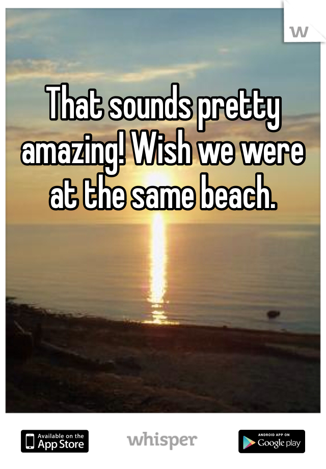 That sounds pretty amazing! Wish we were at the same beach.