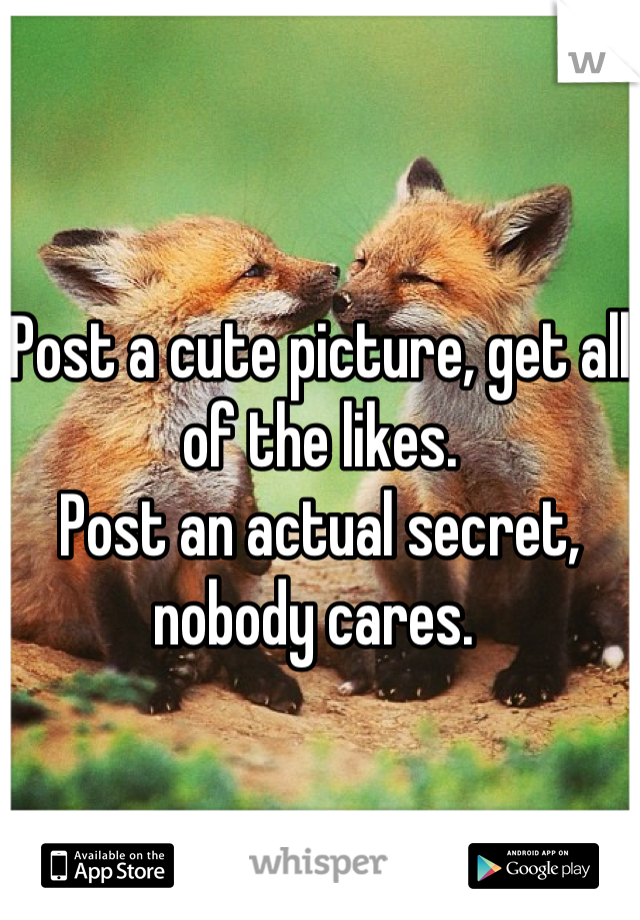 Post a cute picture, get all of the likes.                                          Post an actual secret, nobody cares. 