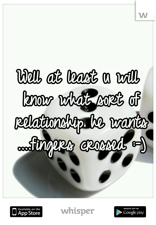 Well at least u will know what sort of relationship he wants ....fingers crossed :-)