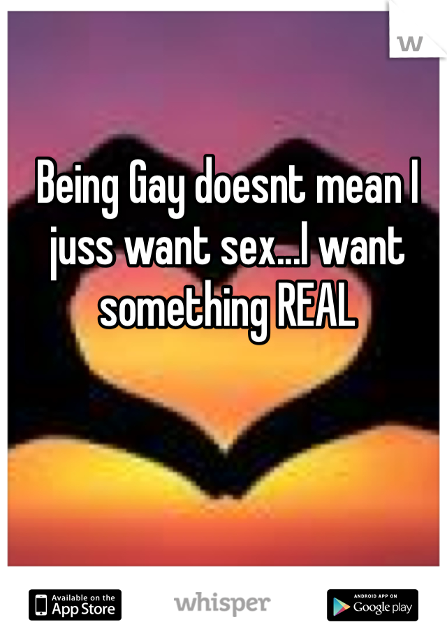 Being Gay doesnt mean I juss want sex...I want something REAL