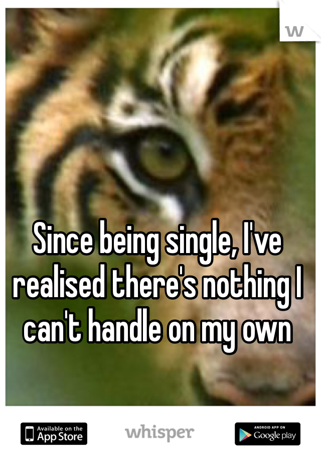Since being single, I've realised there's nothing I can't handle on my own