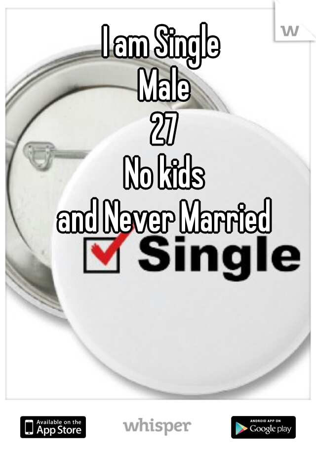 I am Single 
Male
27
No kids
and Never Married