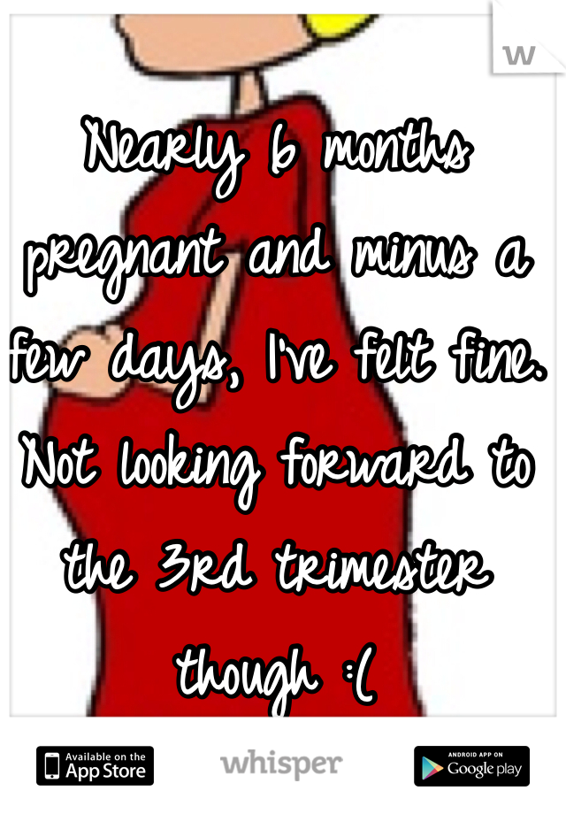 Nearly 6 months pregnant and minus a few days, I've felt fine. Not looking forward to the 3rd trimester though :(