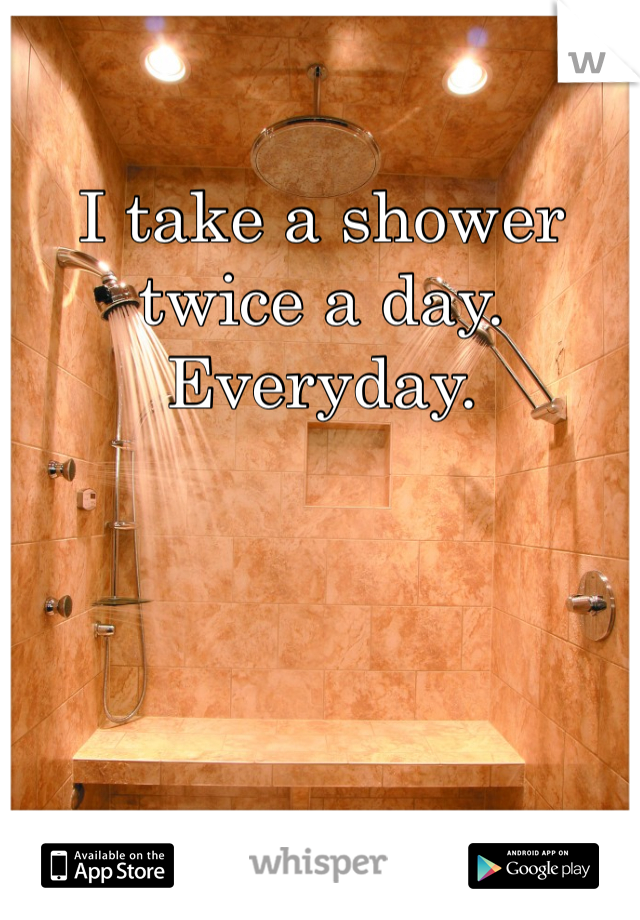 I take a shower twice a day. 
Everyday. 