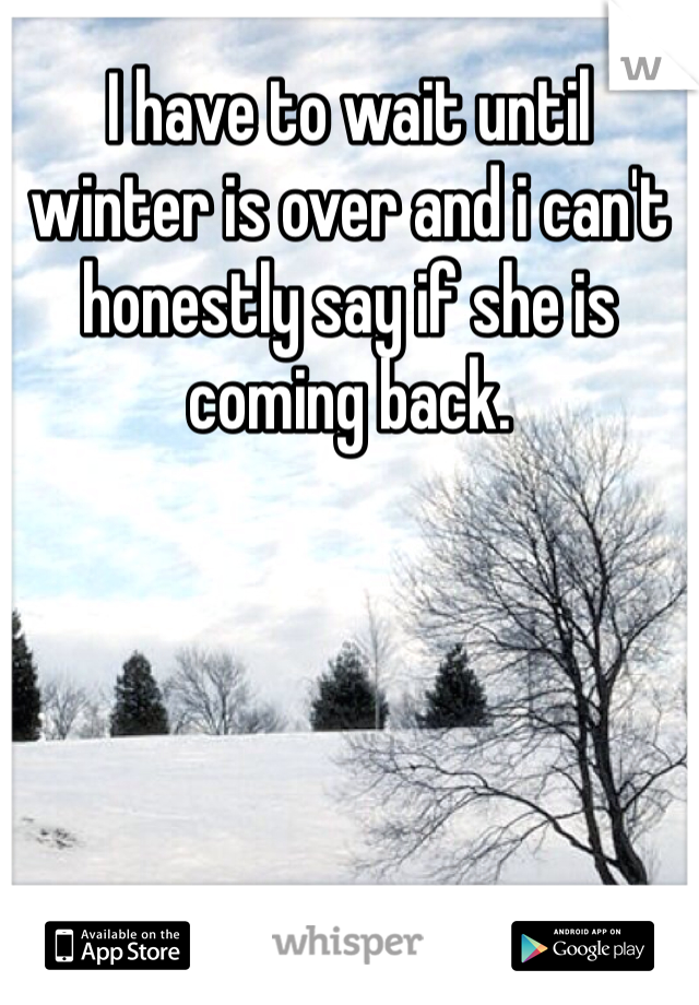 I have to wait until winter is over and i can't honestly say if she is coming back.