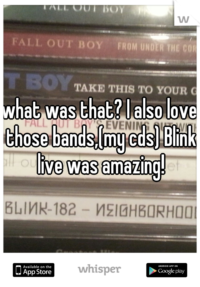 what was that? I also love those bands,(my cds) Blink live was amazing!