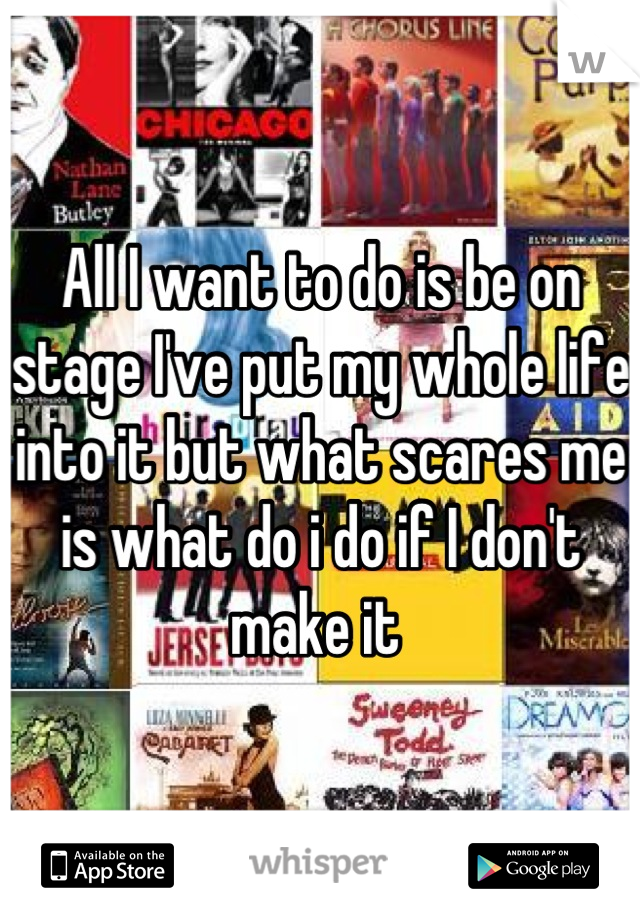 All I want to do is be on stage I've put my whole life into it but what scares me is what do i do if I don't make it 