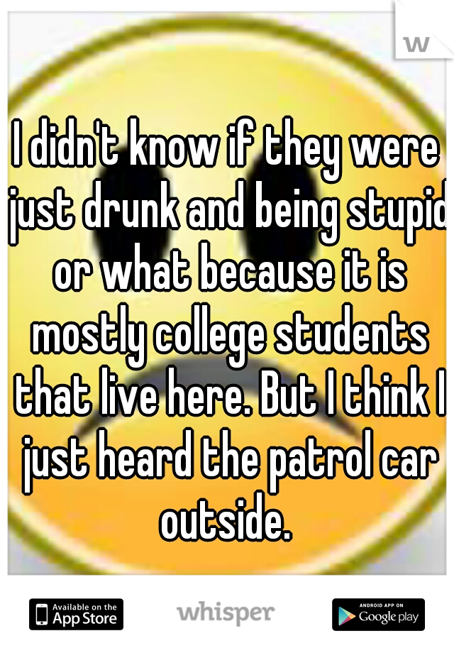 I didn't know if they were just drunk and being stupid or what because it is mostly college students that live here. But I think I just heard the patrol car outside. 
