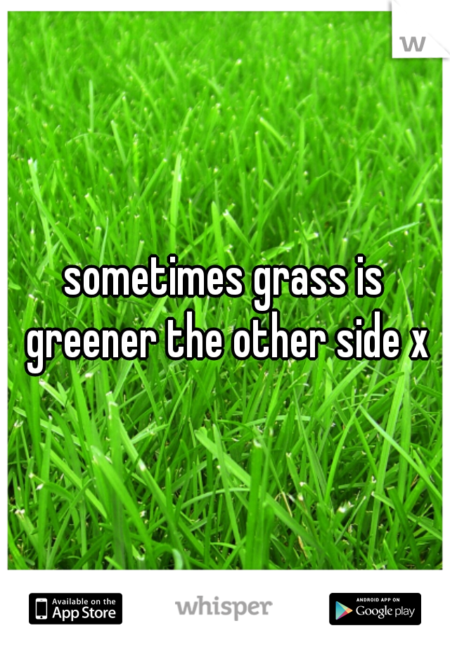 sometimes grass is greener the other side x
