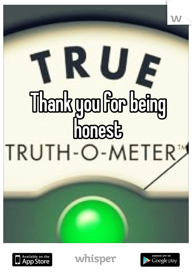 Thank you for being honest
