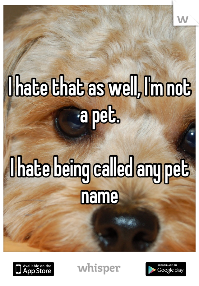 I hate that as well, I'm not a pet.

I hate being called any pet name