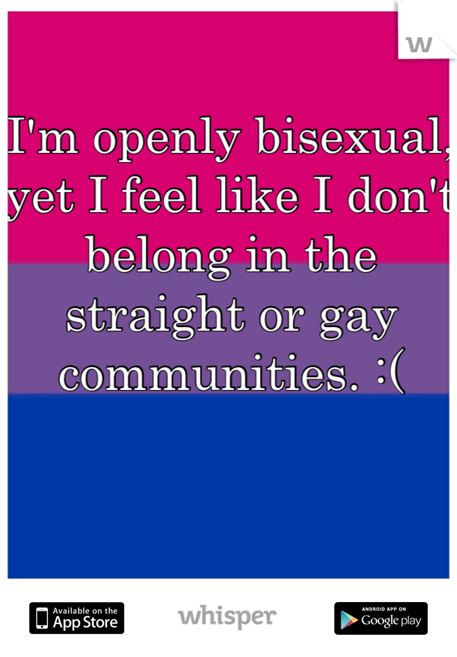 I'm openly bisexual, yet I feel like I don't belong in the straight or gay communities. :(