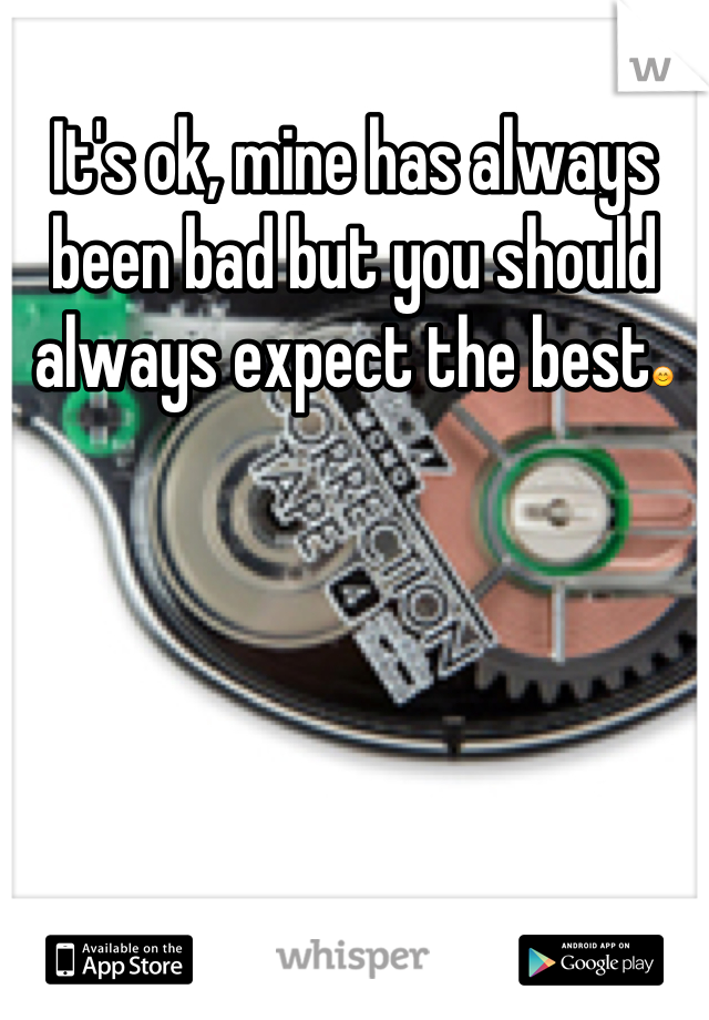 It's ok, mine has always been bad but you should always expect the best😊