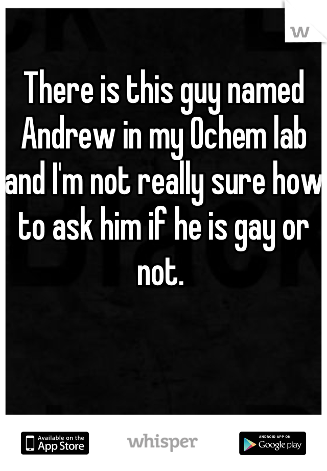 There is this guy named Andrew in my Ochem lab and I'm not really sure how to ask him if he is gay or not. 