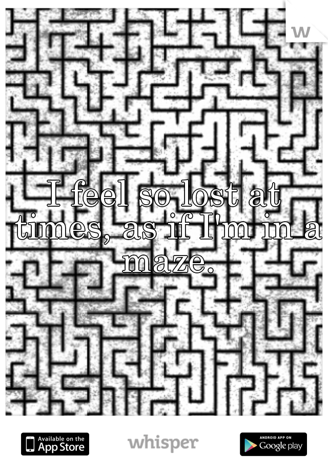 I feel so lost at times, as if I'm in a maze.