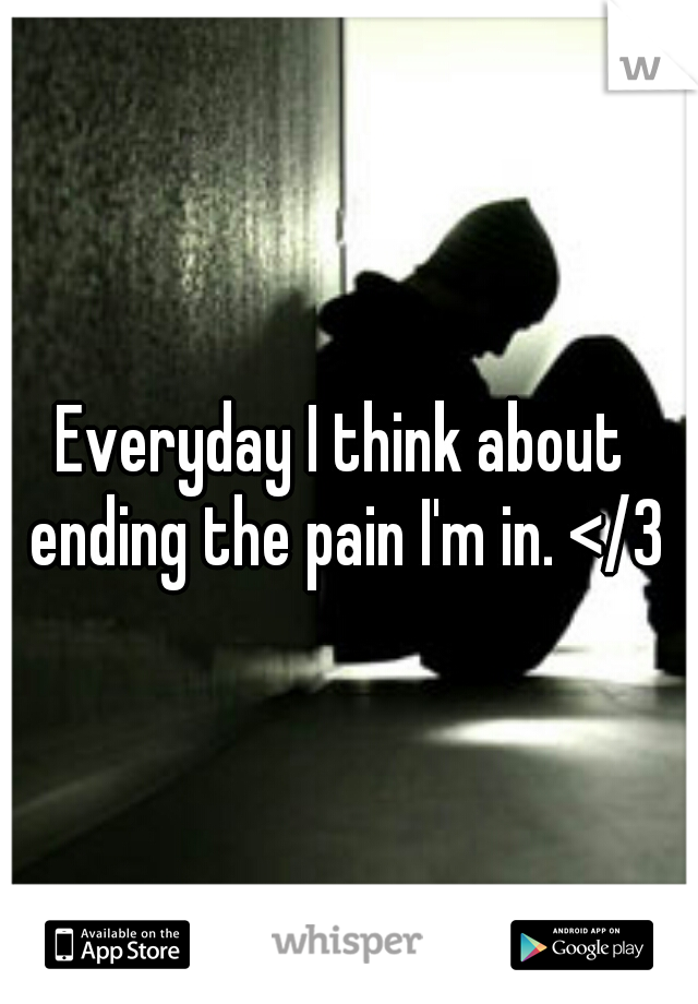 Everyday I think about ending the pain I'm in. </3