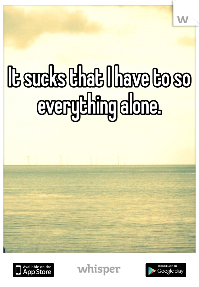 It sucks that I have to so everything alone. 