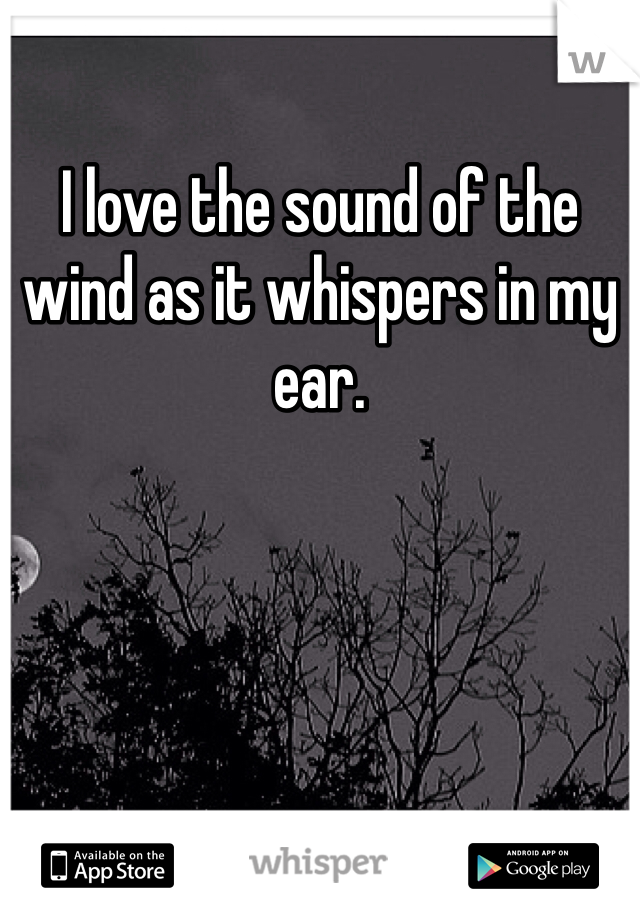 I love the sound of the wind as it whispers in my ear. 
