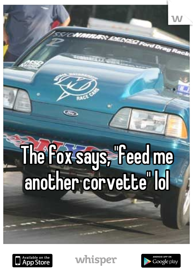 The fox says, "feed me another corvette" lol