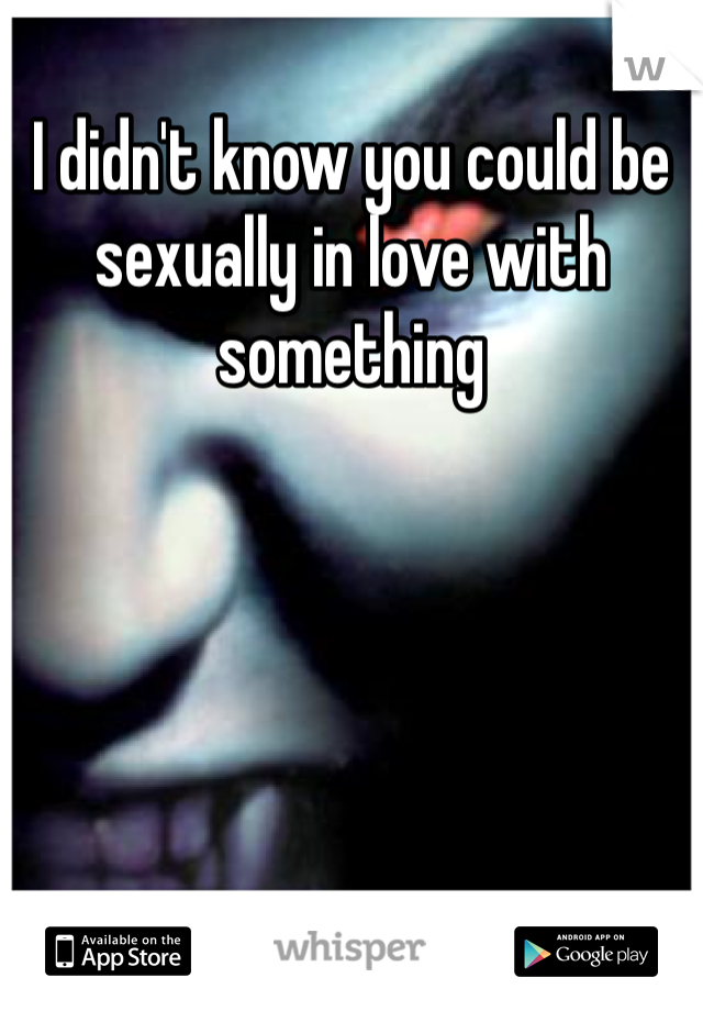 I didn't know you could be sexually in love with something