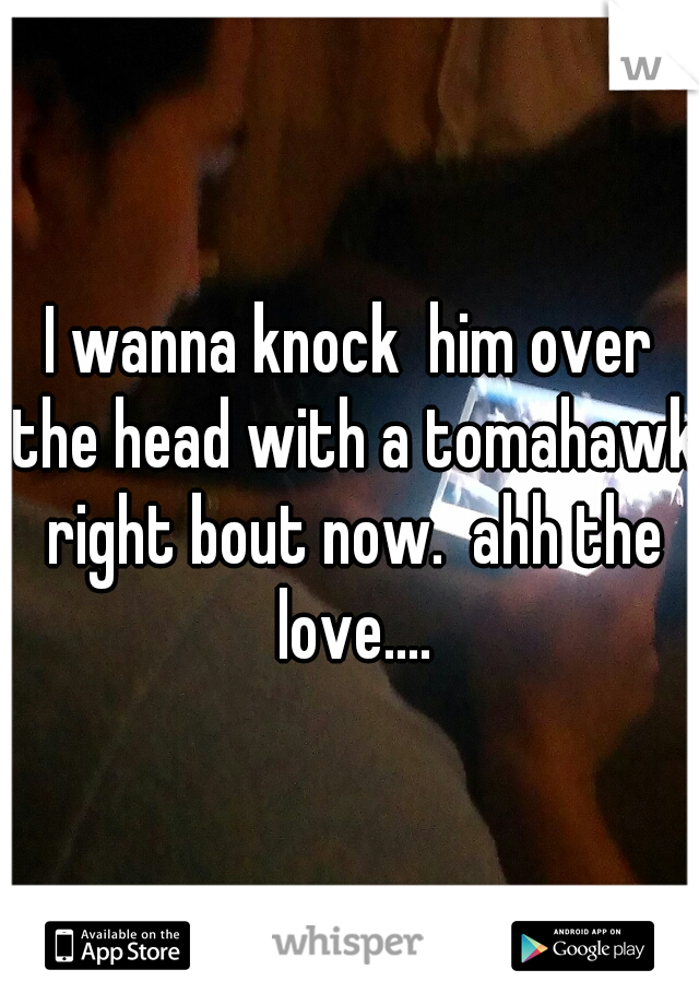 I wanna knock  him over the head with a tomahawk right bout now.  ahh the love....