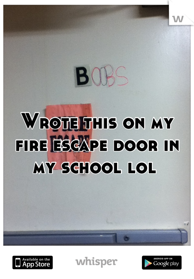 Wrote this on my fire escape door in my school lol 