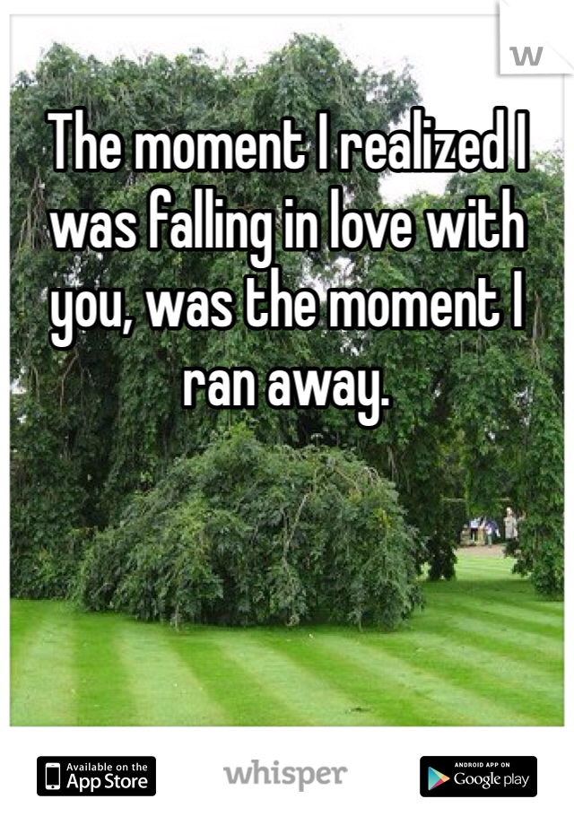 The moment I realized I was falling in love with you, was the moment I ran away. 