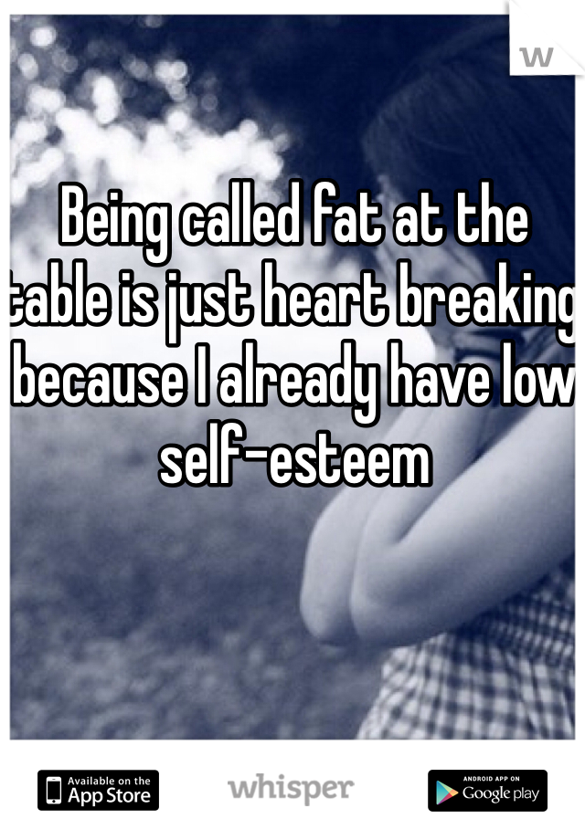 Being called fat at the table is just heart breaking because I already have low self-esteem 