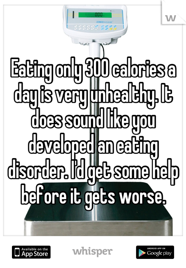 Eating only 300 calories a day is very unhealthy. It does sound like you developed an eating disorder. I'd get some help before it gets worse.